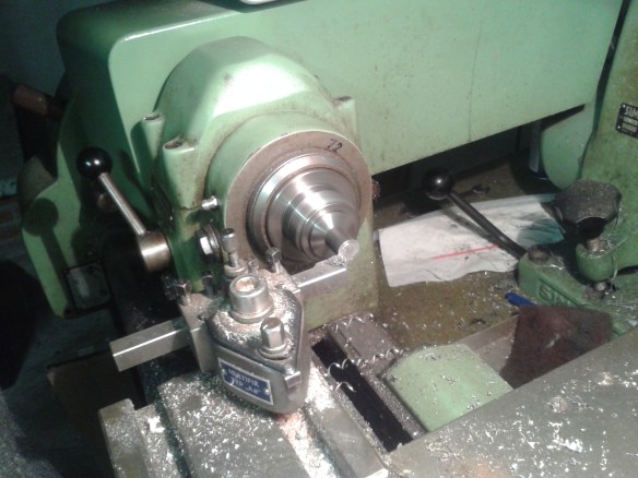 First, the screw was turned into a steel with the right dimensions...