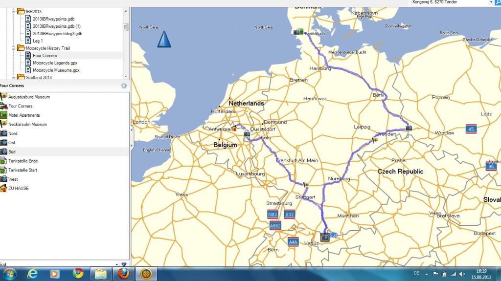 Planned route for the Four Corners Ride