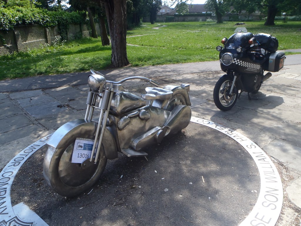 Harley Davidson monument in Littleport. Two motorcycle legends in one picture.