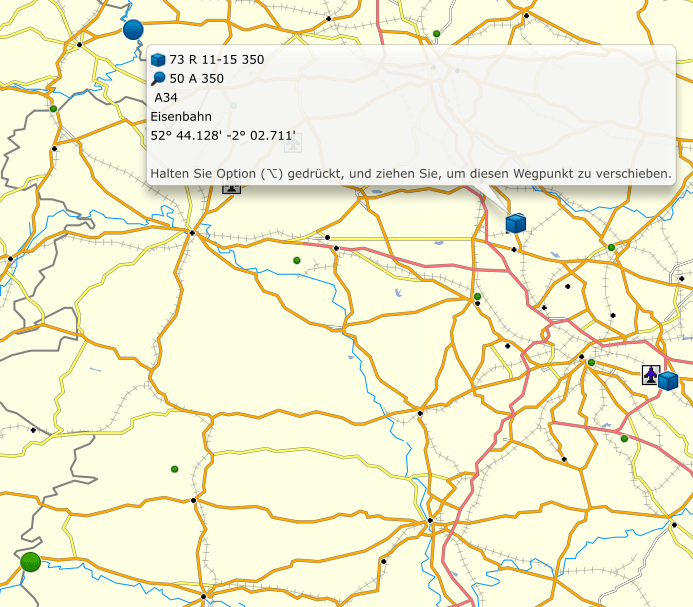 Zoom of the Midlands combos. The highlighted locations are John's posh garage and cottage.