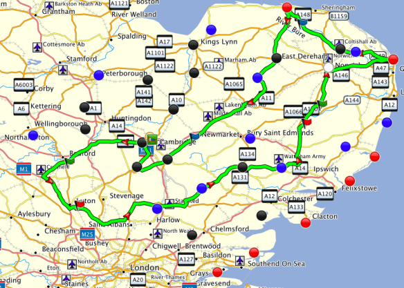 Winning route Iceni Rally 2016